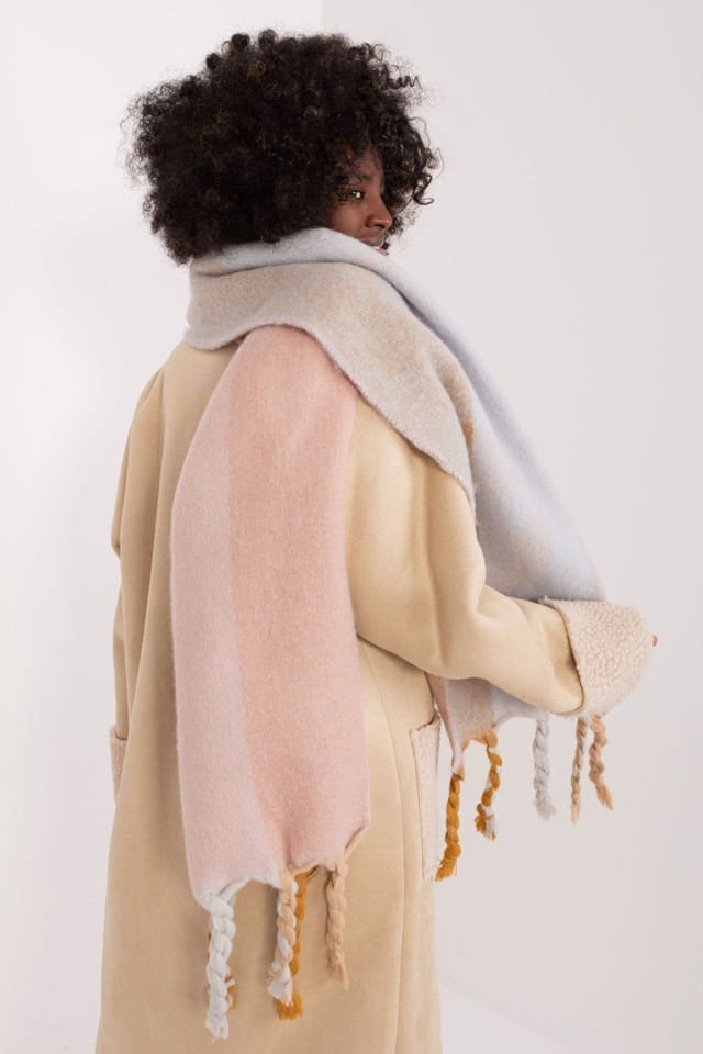 Love Lace Love Lace Women's Long Polyester Scarf with Decorative Stripes & Tassels in Pink - 3