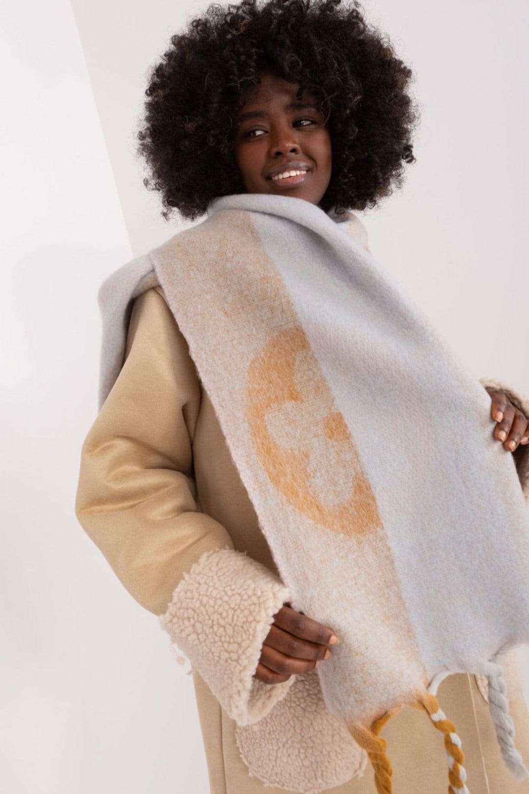 Love Lace Love Lace Women's Long Polyester Scarf with Decorative Stripes & Tassels in Pink - 4