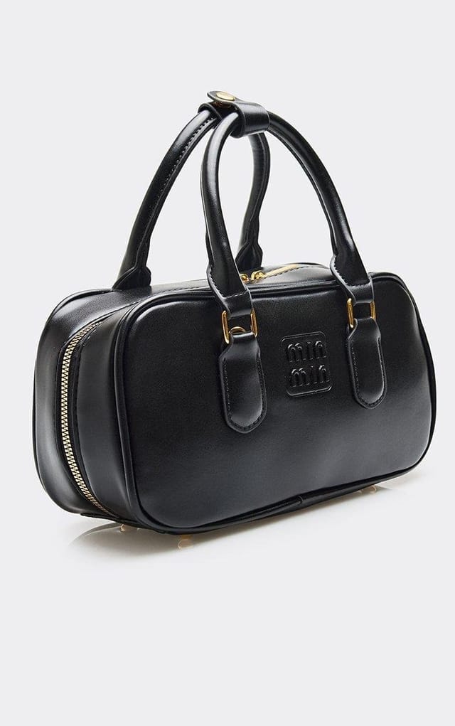 EGO Riley Logo Detail Rectangle Shaped Grab Bag In Black Faux Leather, Women's Size UK 0 - 2