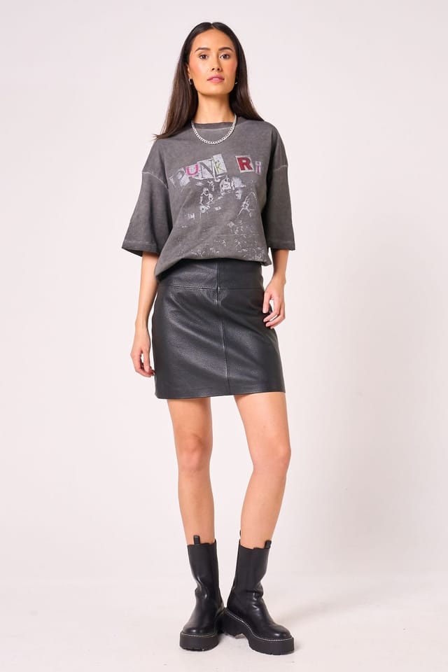 Barneys Originals Barneys Originals Women's Real Leather Mini Skirt in Black - 3