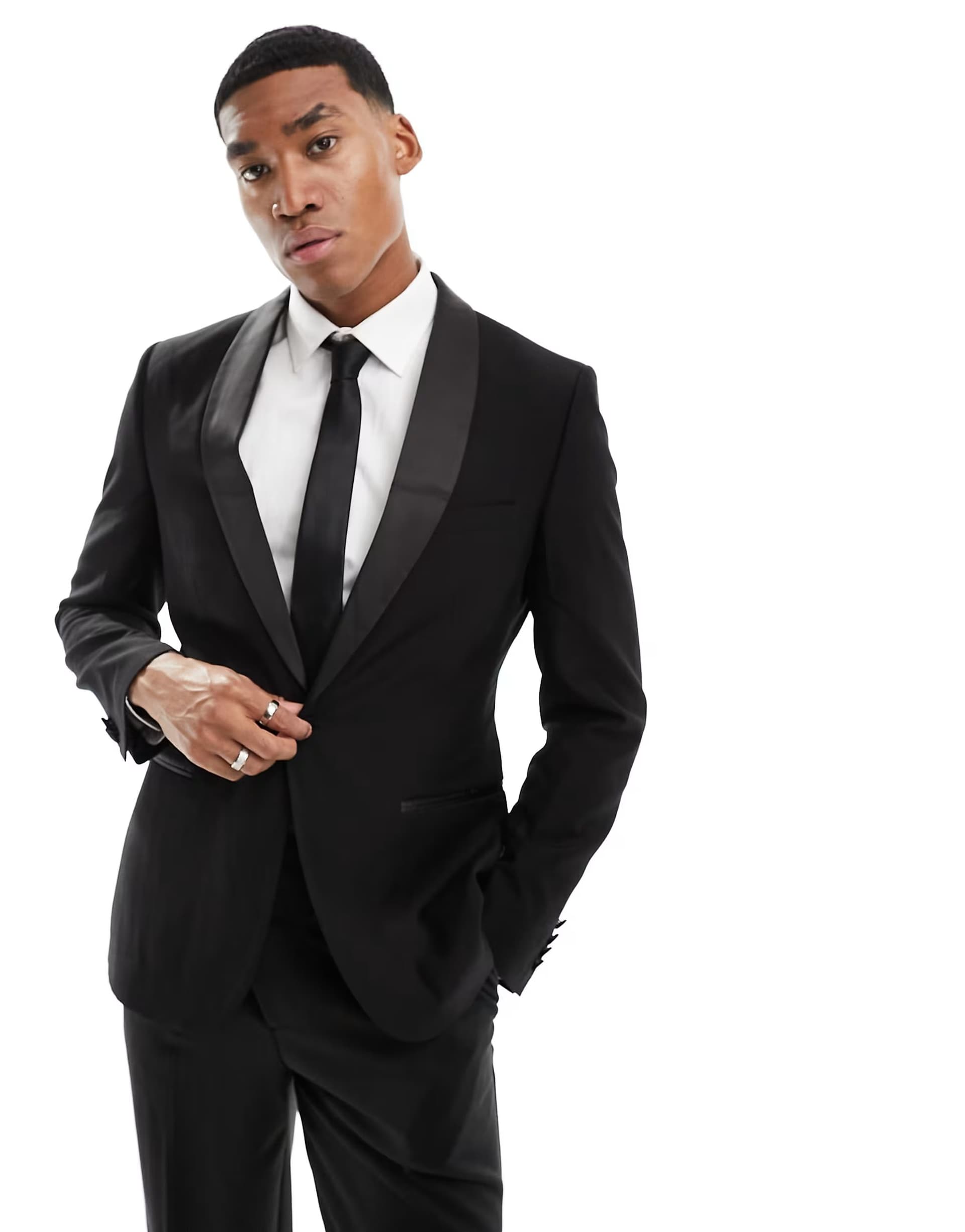 ASOS French Connection slim fit dinner suit jacket in black