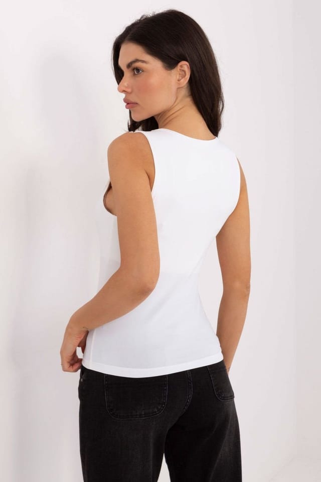 Love Lace Love Lace Women's Basic Sleeveless Casual T-Shirt for Everyday in White - 3