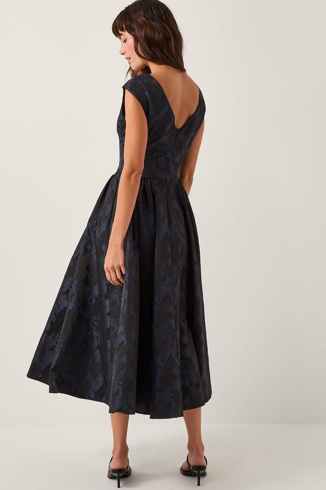 Monsoon Monsoon Women's Jayda Sleeveless Floral Jacquard Midi Dress Blue - 2