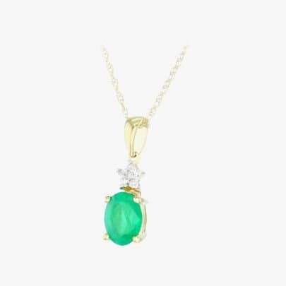 T.H.Baker T.H.Baker 9ct Gold Emerald Diamond Pendant Necklace