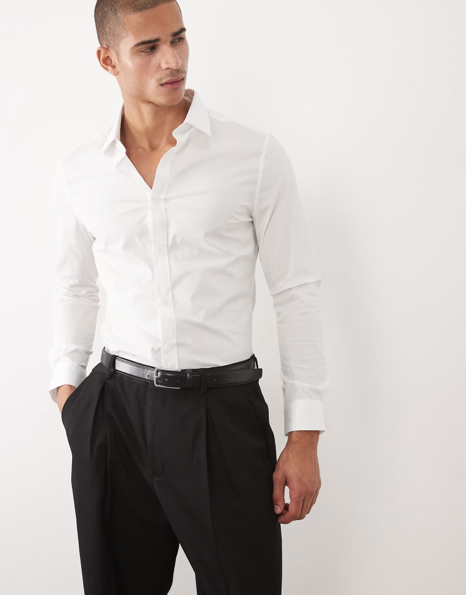 ASOS ASOS DESIGN skinny stretch work shirt in white