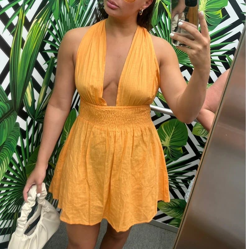 ASOS Design ASOS design knot back halter mini dress