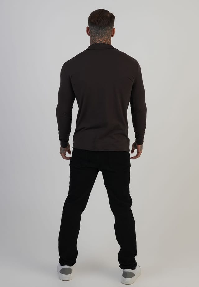 SikSilk SikSilk Men's LS Revere Polo in Brown - 3
