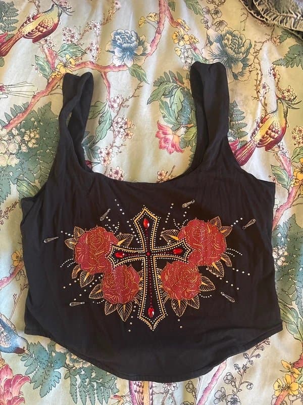 ASOS Embellished cross studded corset top size M