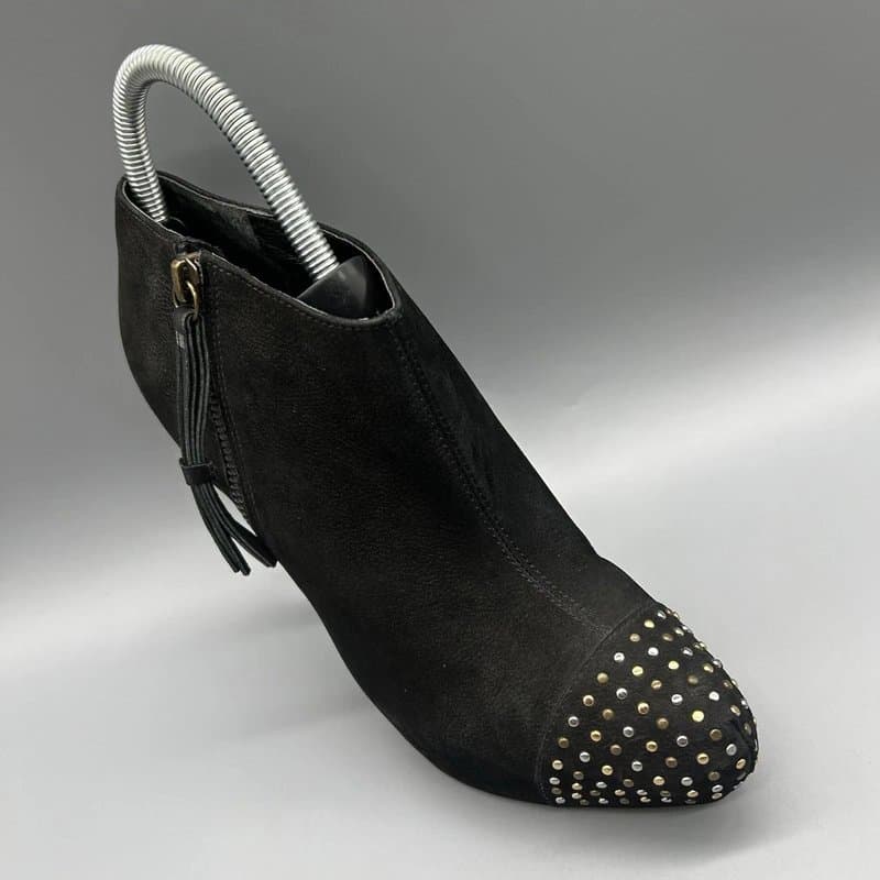 Topshop Topshop Ankle Boots Black Nubuck Leather Zips Stiletto Womens Uk 4 EU 37