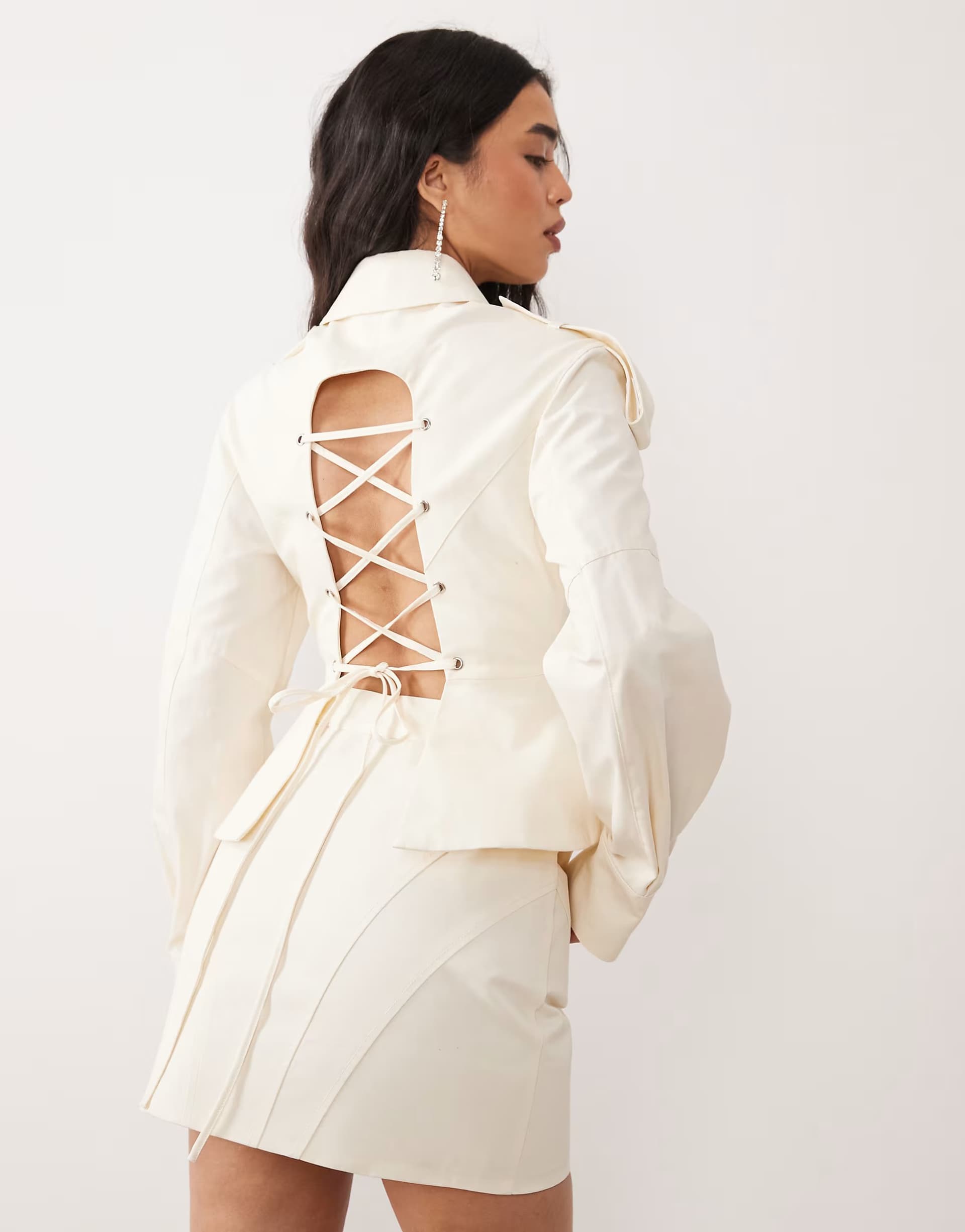 ASOS ASOS LUXE co-ord sculpted shirt in cream