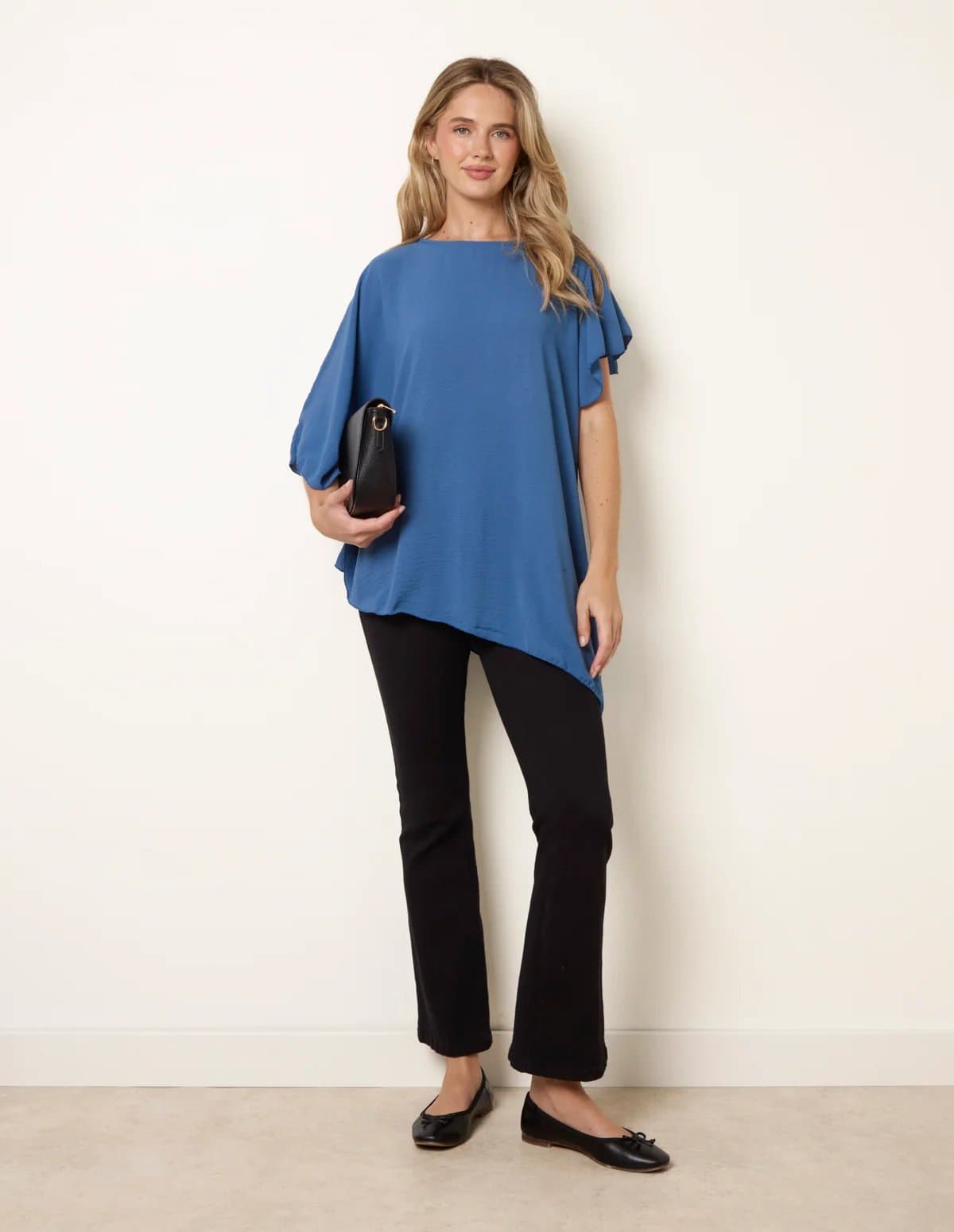 Blue Vanilla Short Sleeve Asymmetrical Top