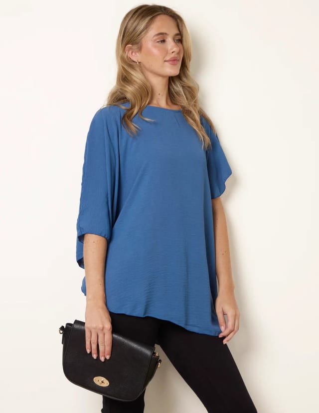 Blue Vanilla Short Sleeve Asymmetrical Top - 2