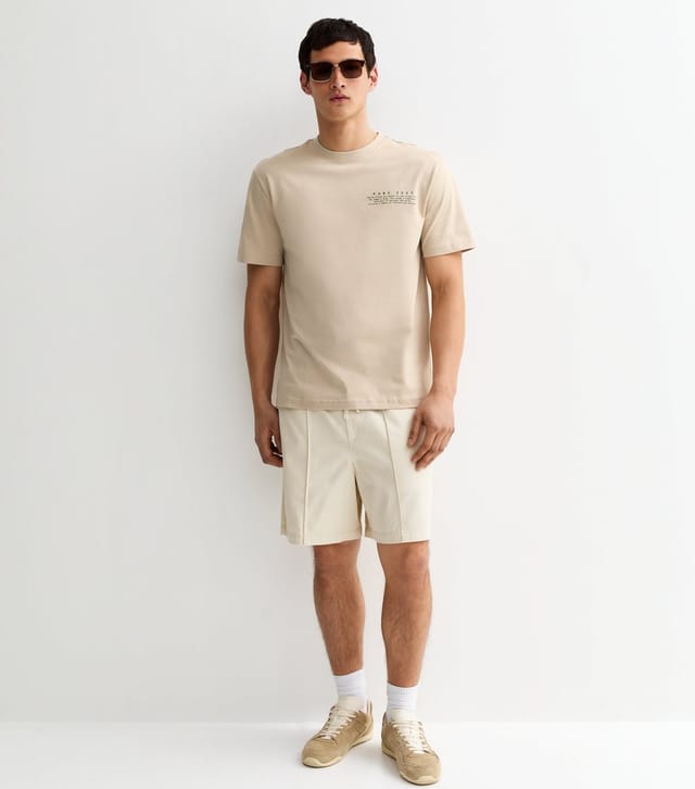 Only and Sons Men's Off White Slogan Print Relaxed T-Shirt Only and Sons New Look - 3