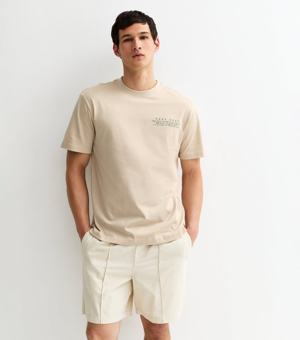 Only and Sons Men's Off White Slogan Print Relaxed T-Shirt Only and Sons New Look - 4