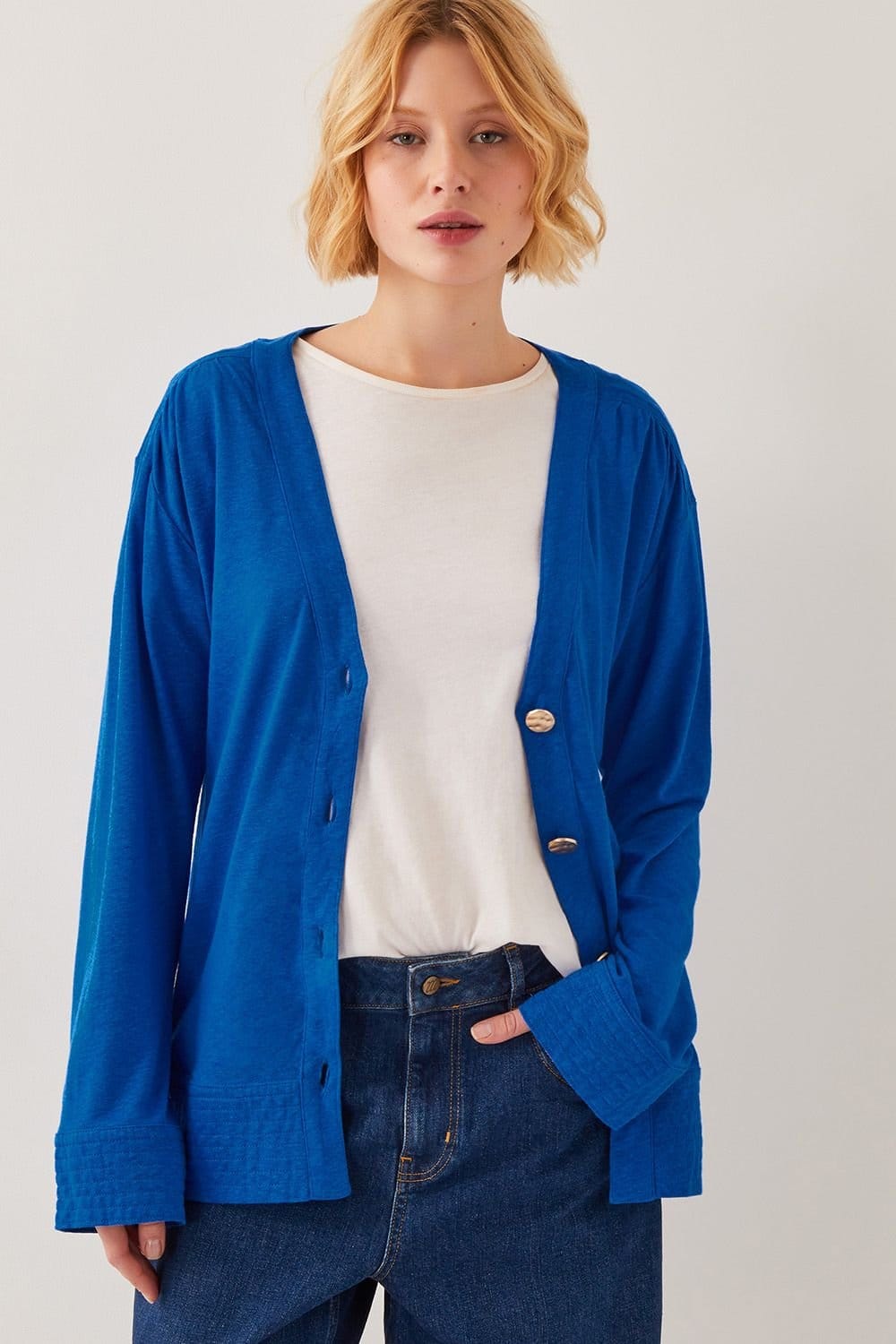 Monsoon Monsoon Women's Sky Linen-Blend Jacket Blue - 4