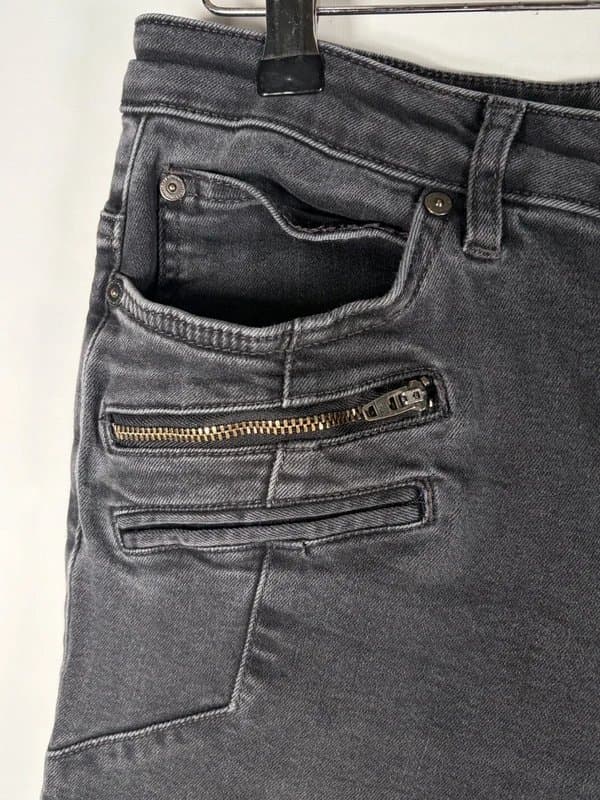 Mint Velvet Mint Velvet Biker Jeans UK 16R Skinny Leg 28” Zipped Pockets Moto Grey Denim
