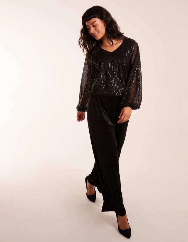 Blue Vanilla Sequin Batwing Blouse - 3