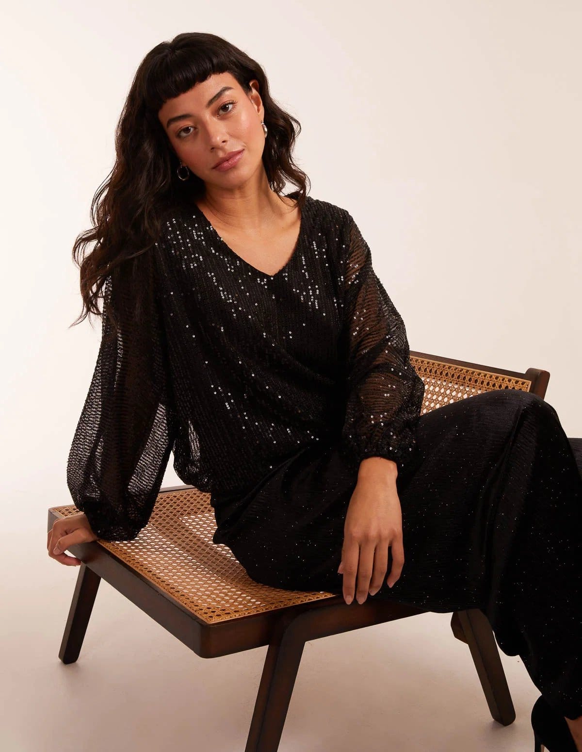 Blue Vanilla Sequin Batwing Blouse - 4