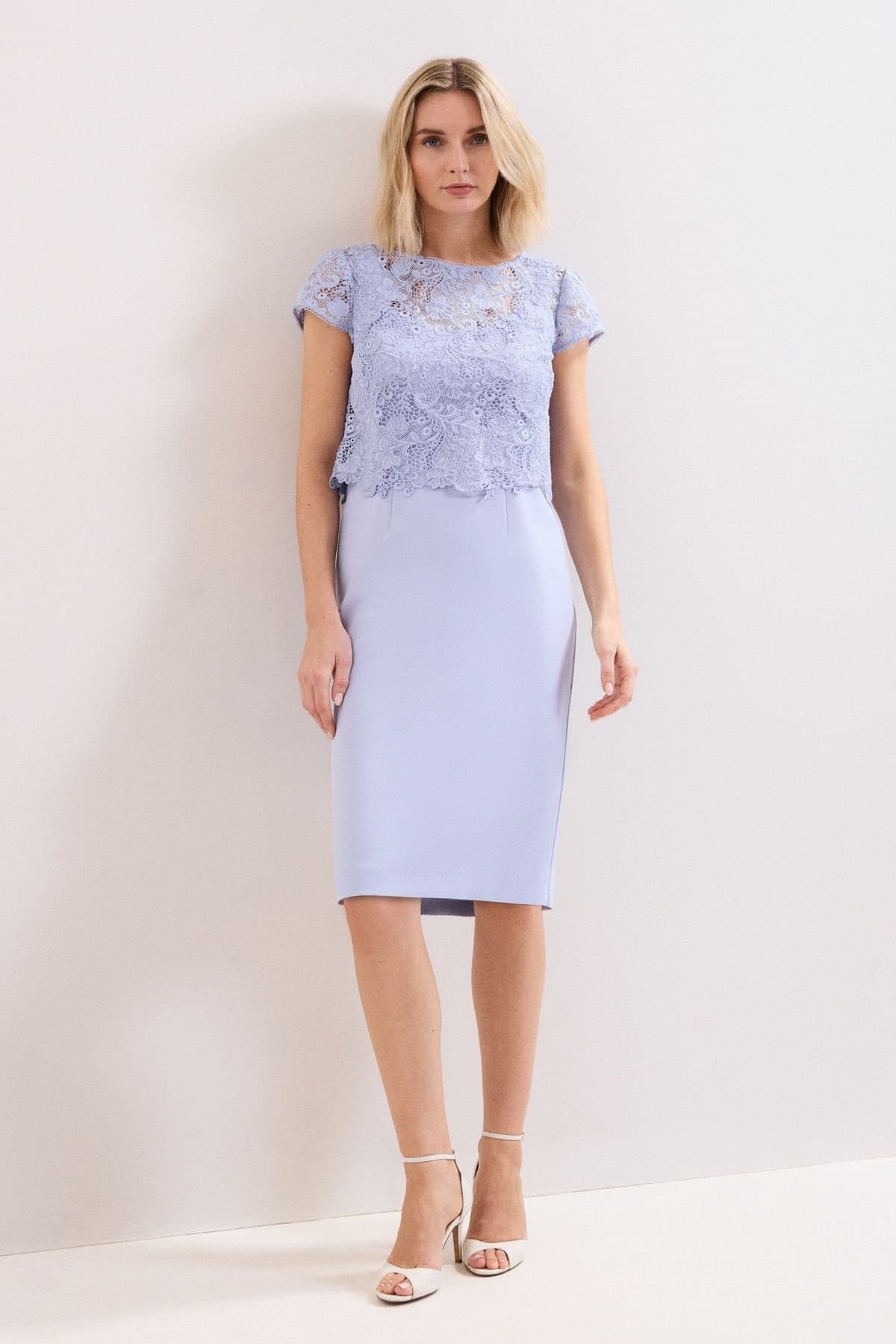 Phase Eight Phase Eight Women's Daisy Embroidered Lace Dress in Baby Blue