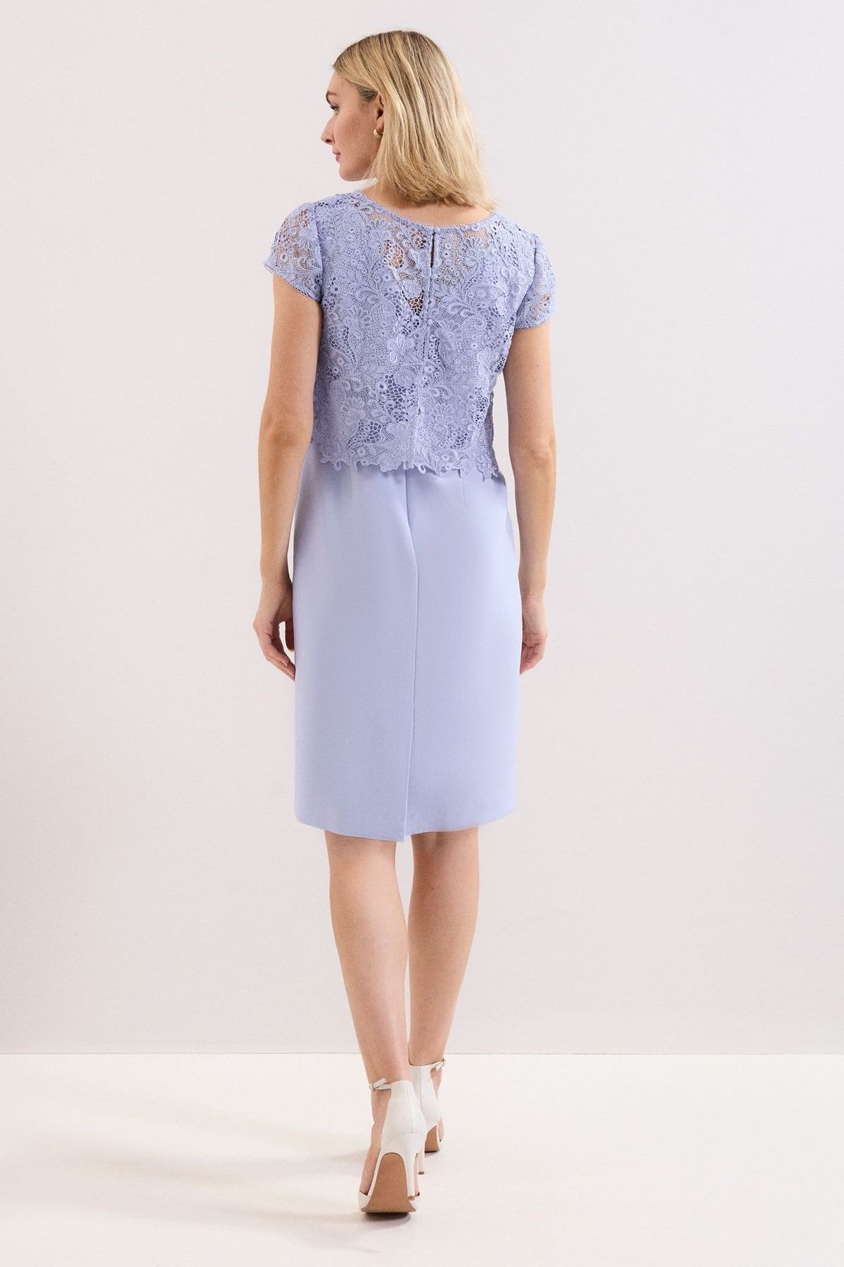 Phase Eight Phase Eight Women's Daisy Embroidered Lace Dress in Baby Blue - 4