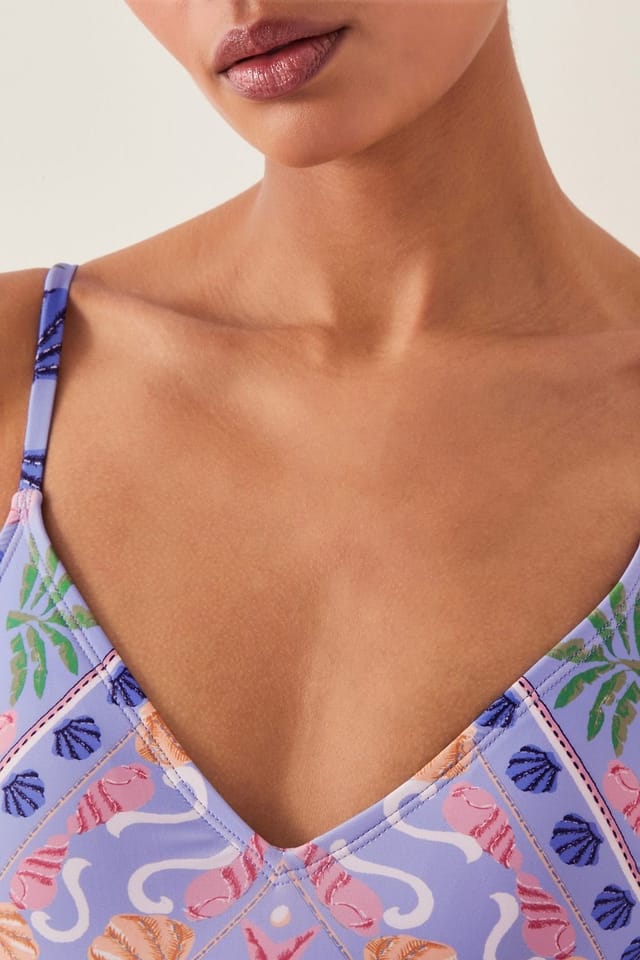 Monsoon Monsoon Women's Mabel Shell Print Swimsuit Blue in Lilac - 2