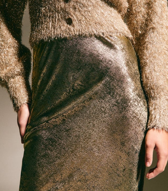New Look Women's Gold Metallic Bias Cut Midi Skirt New Look - 3