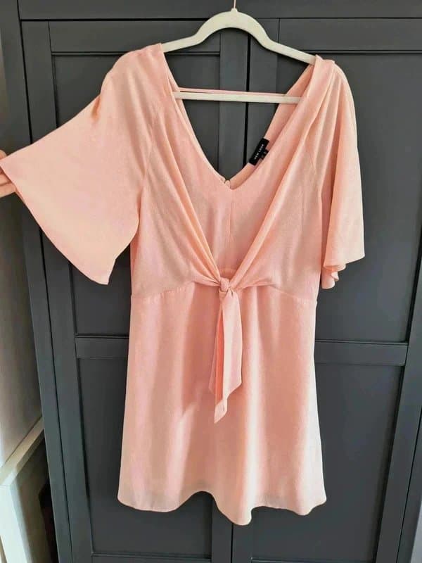 New Look New Look light pink tie front floaty dress size 14 wedding occasion
