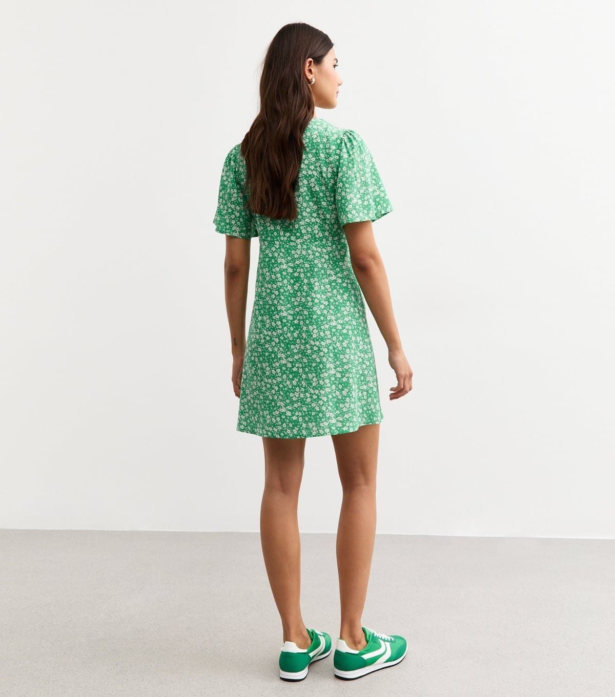 New Look Women's Green Floral Print Flutter Sleeve Mini Dress New Look - 4