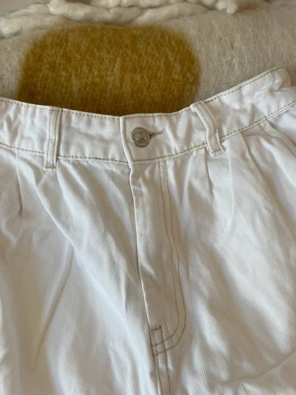 Bershka White denim cargo trousers