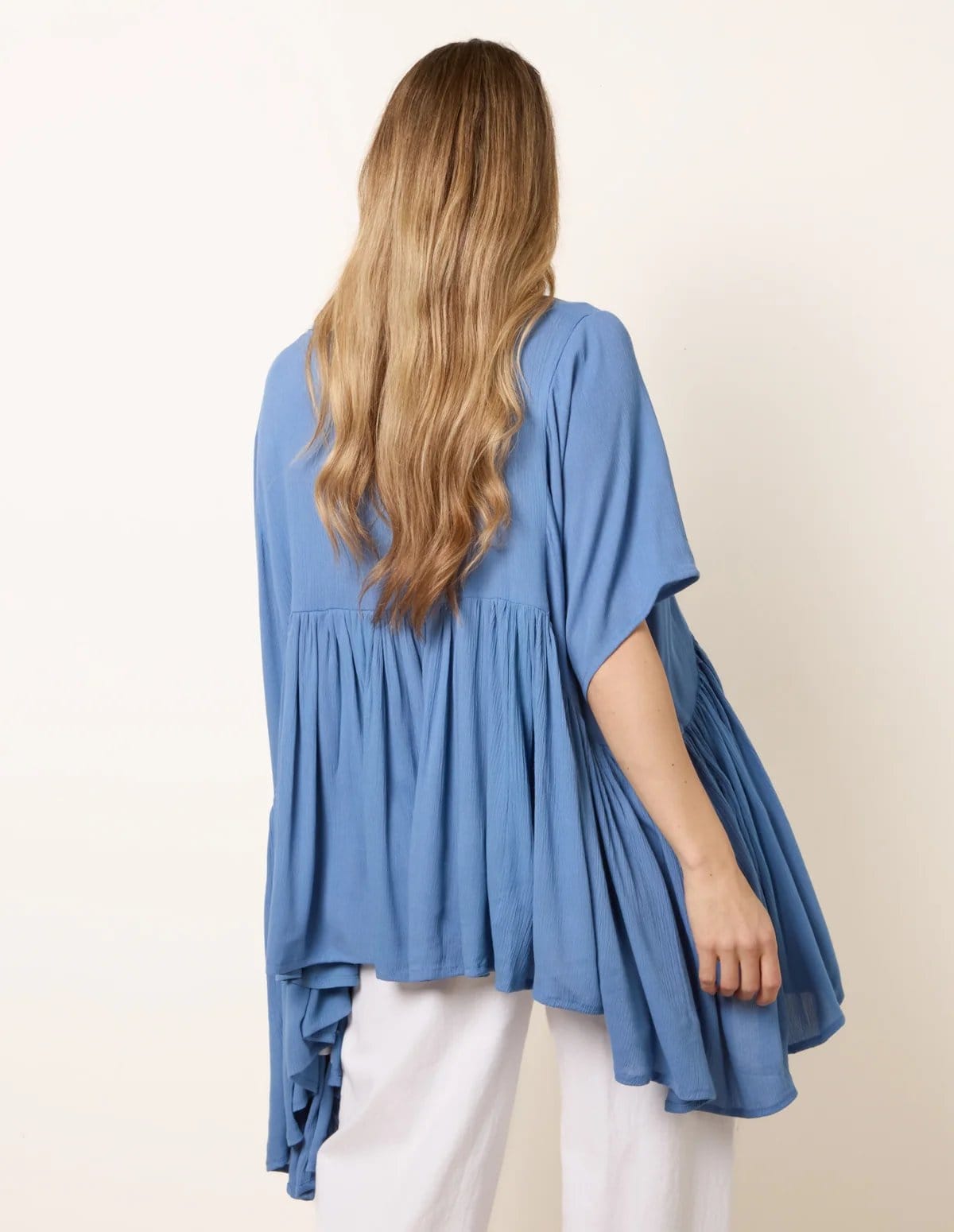 Blue Vanilla Gathered Oversized Top - 4