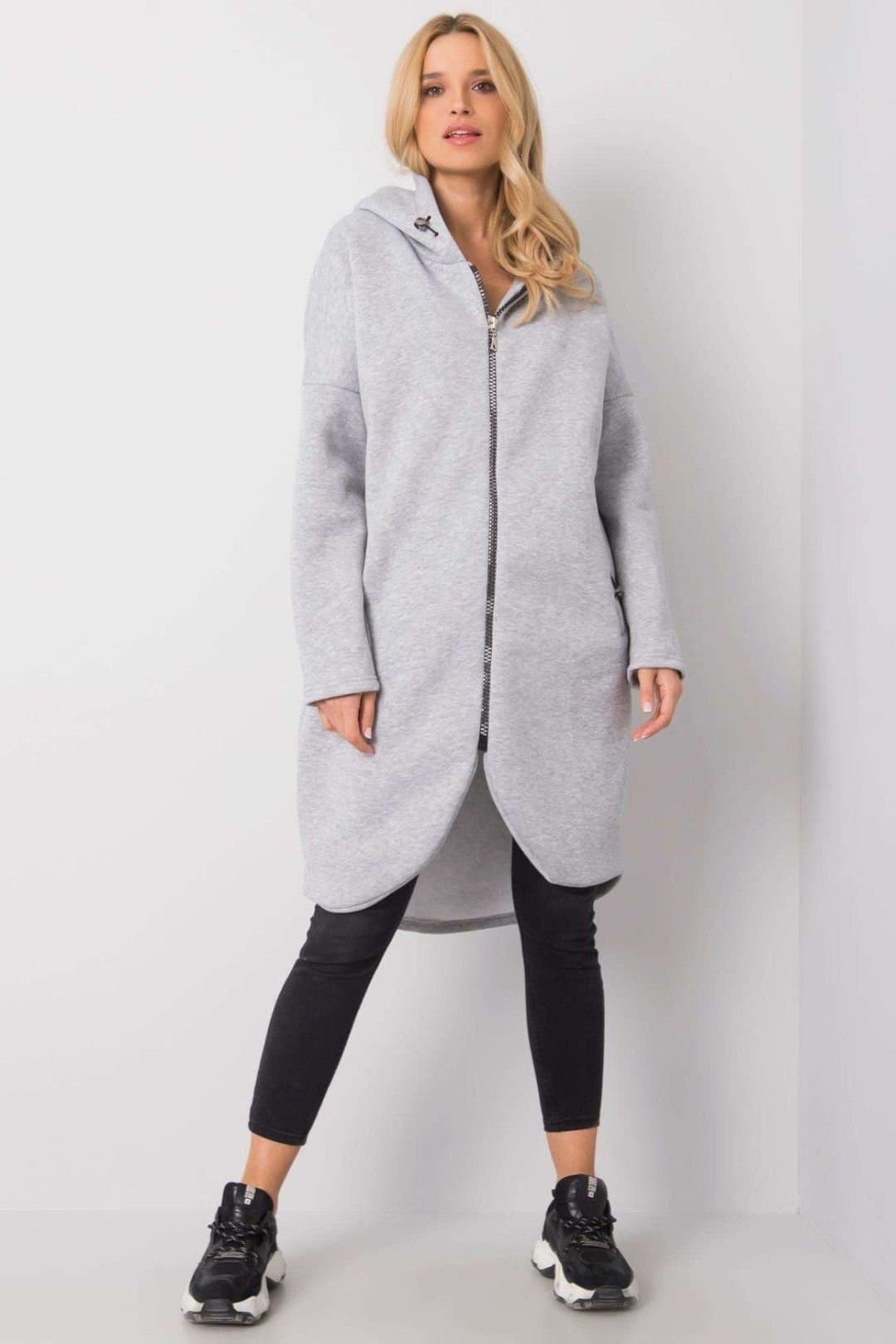 Love Lace Love Lace Women's Extended Cut Zip Hoodie Sweatshirt Style 168761 in Grey