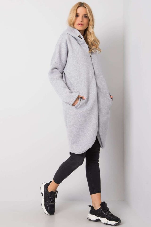 Love Lace Love Lace Women's Extended Cut Zip Hoodie Sweatshirt Style 168761 in Grey - 2