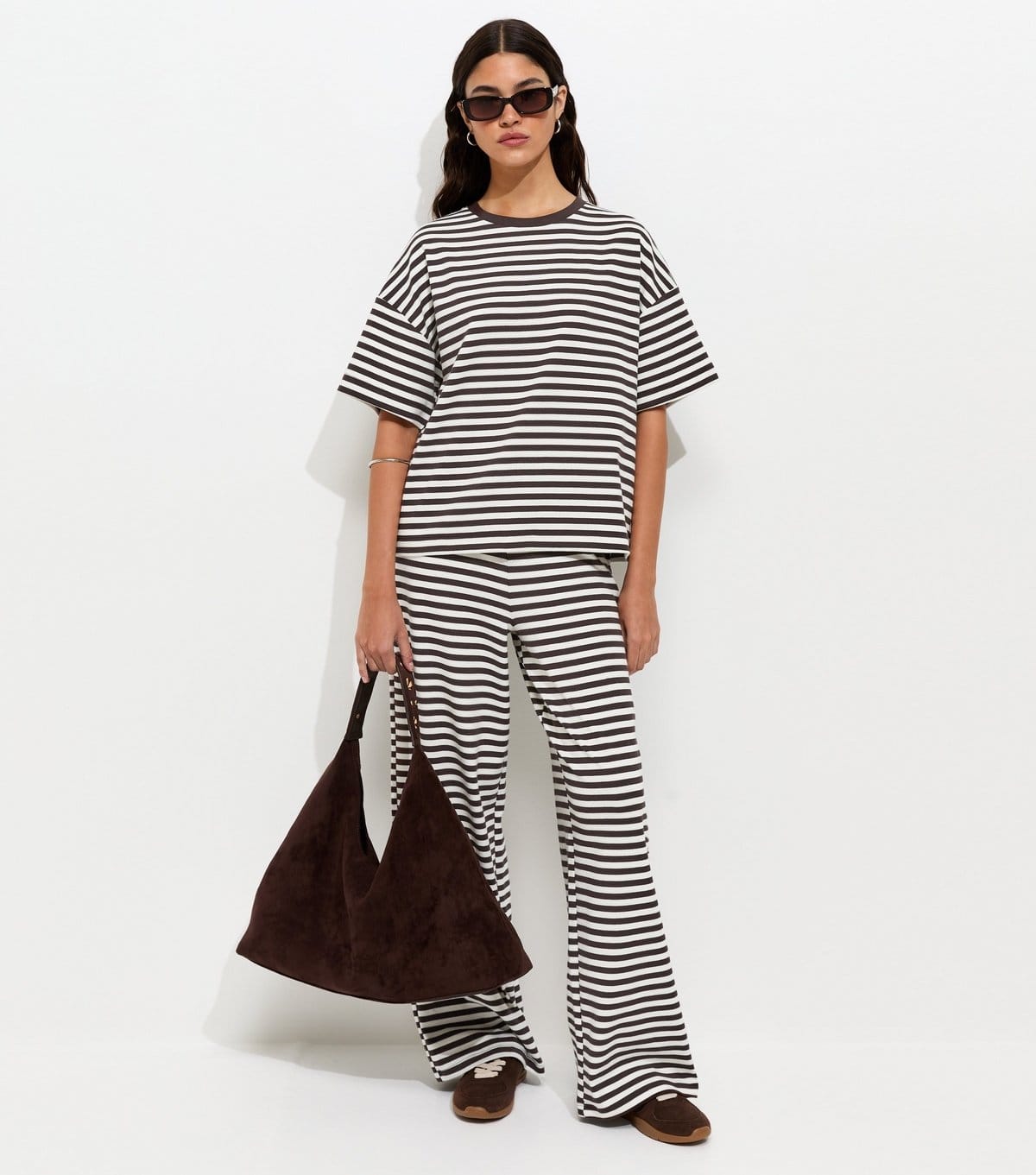 New Look Women's Brown Striped Wide Leg Trousers New Look - 4