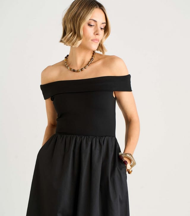 Gini London Women's Black Bardot Midi Dress Gini London New Look - 3