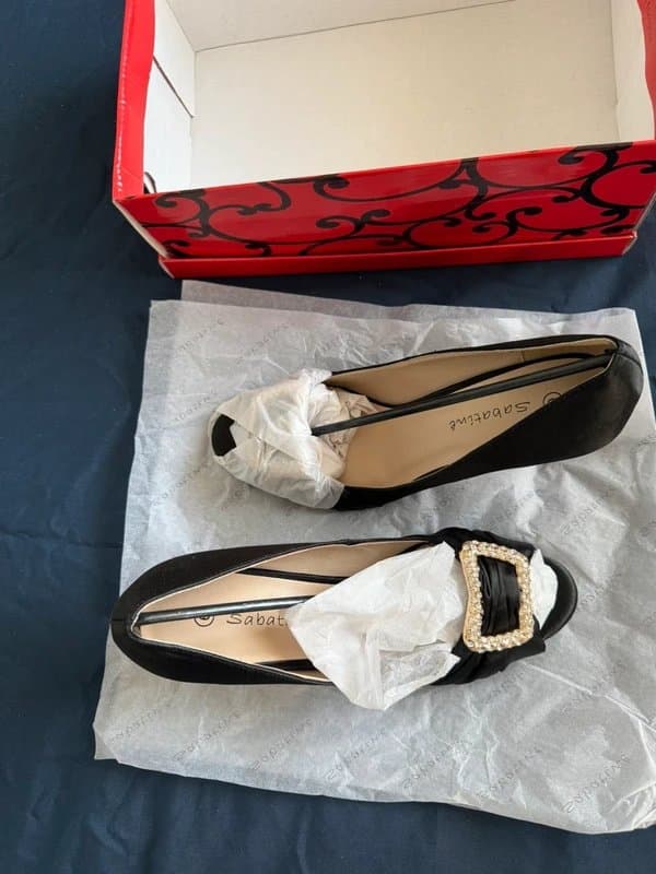 sabatine Women’s Black Sabatine Open Toe Kitten Heel UK Size 6