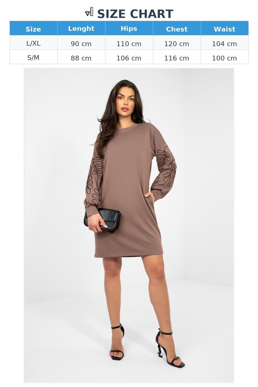 Love Lace Love Lace Women's Mini Sweatshirt Dress with Pockets in Taupe - 4