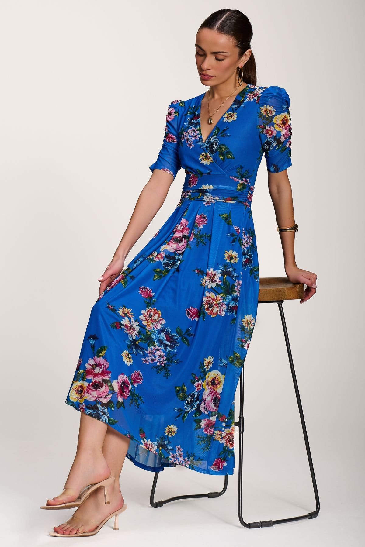Jolie Moi Jolie Moi Women's Floral Print Mesh Maxi Dress - 4