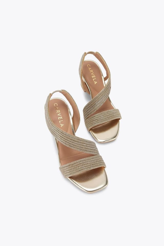 Carvela Carvela Women's 'Gala Block Jewel 60' Fabric Sandals in Gold - 2