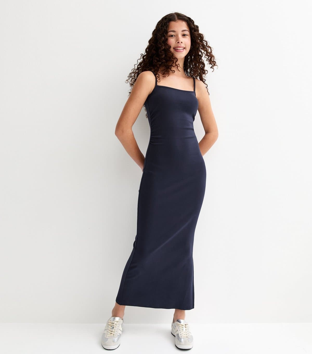 New Look Girls' Navy Ruched Jersey Maxi Dress New Look