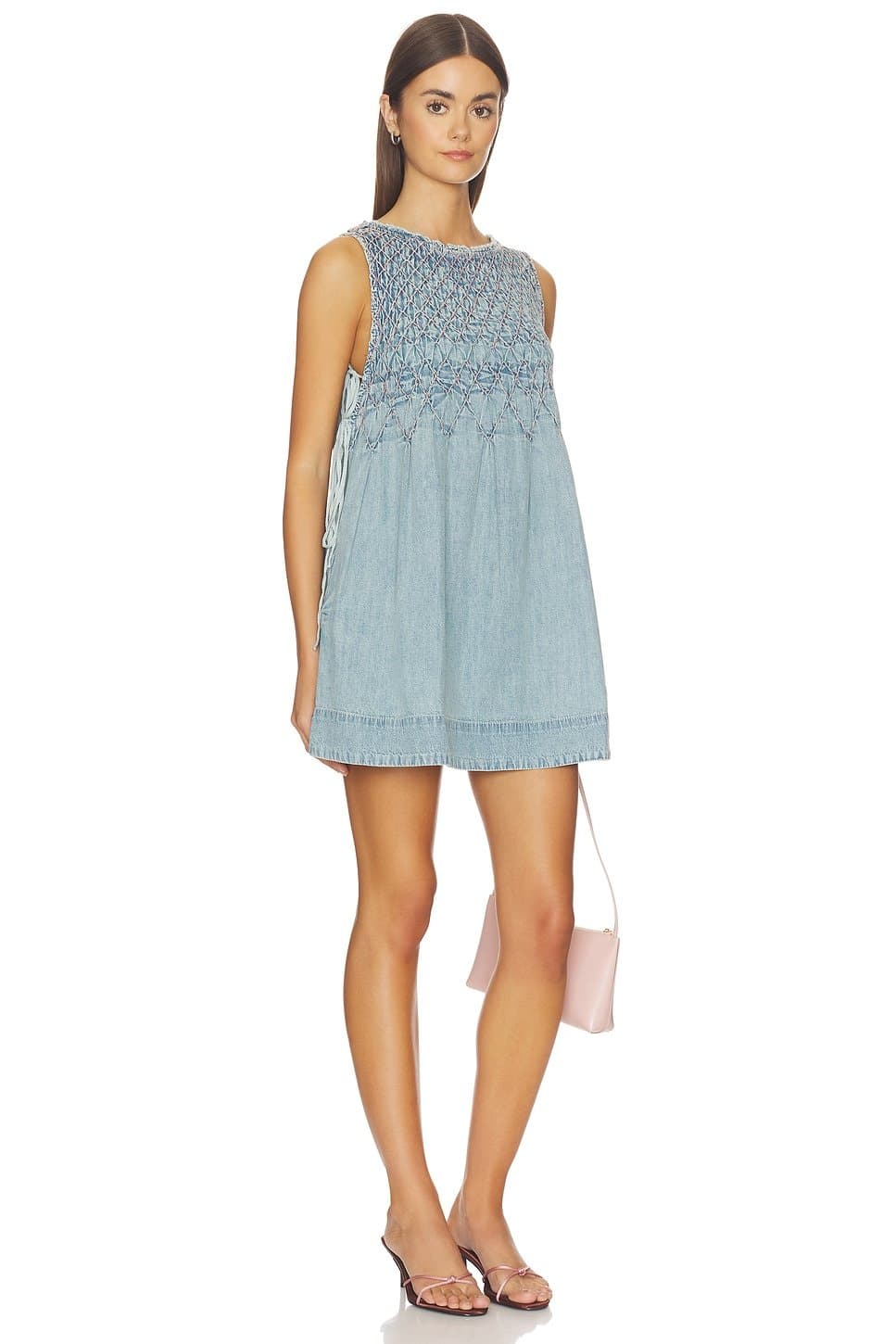 revolve Maisie Smocked Denim Mini Dress