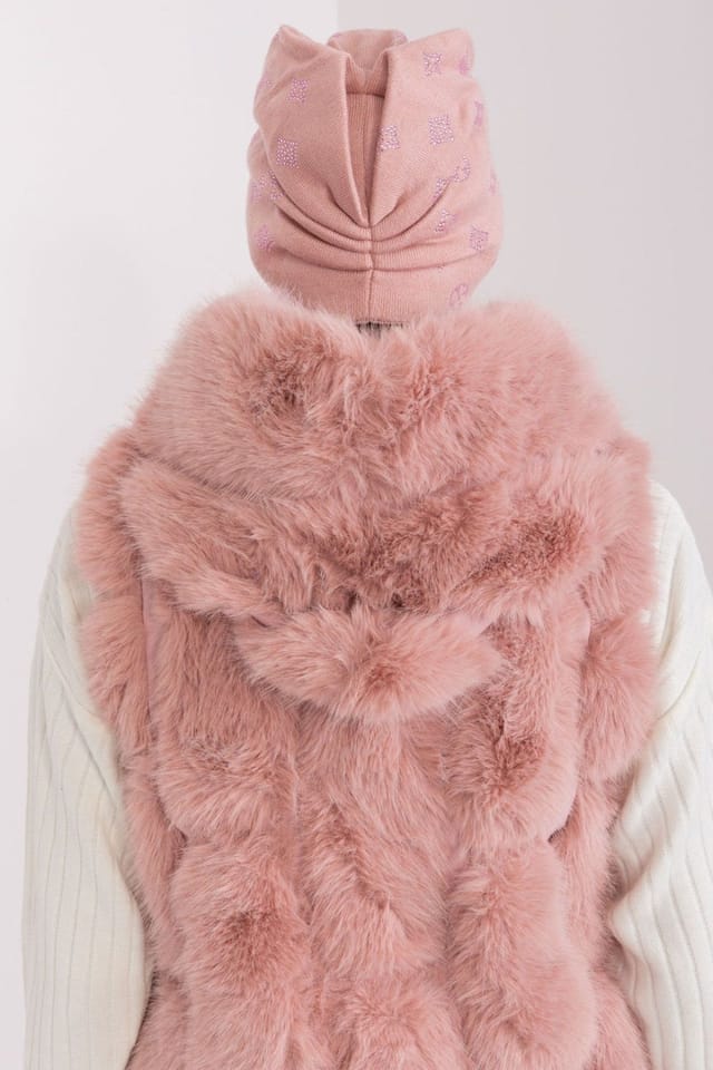Love Lace Love Lace Women's Cashmere Beanie Hat for Warm Winter Rhinestone Decor Fitted Cap in Pink - 3