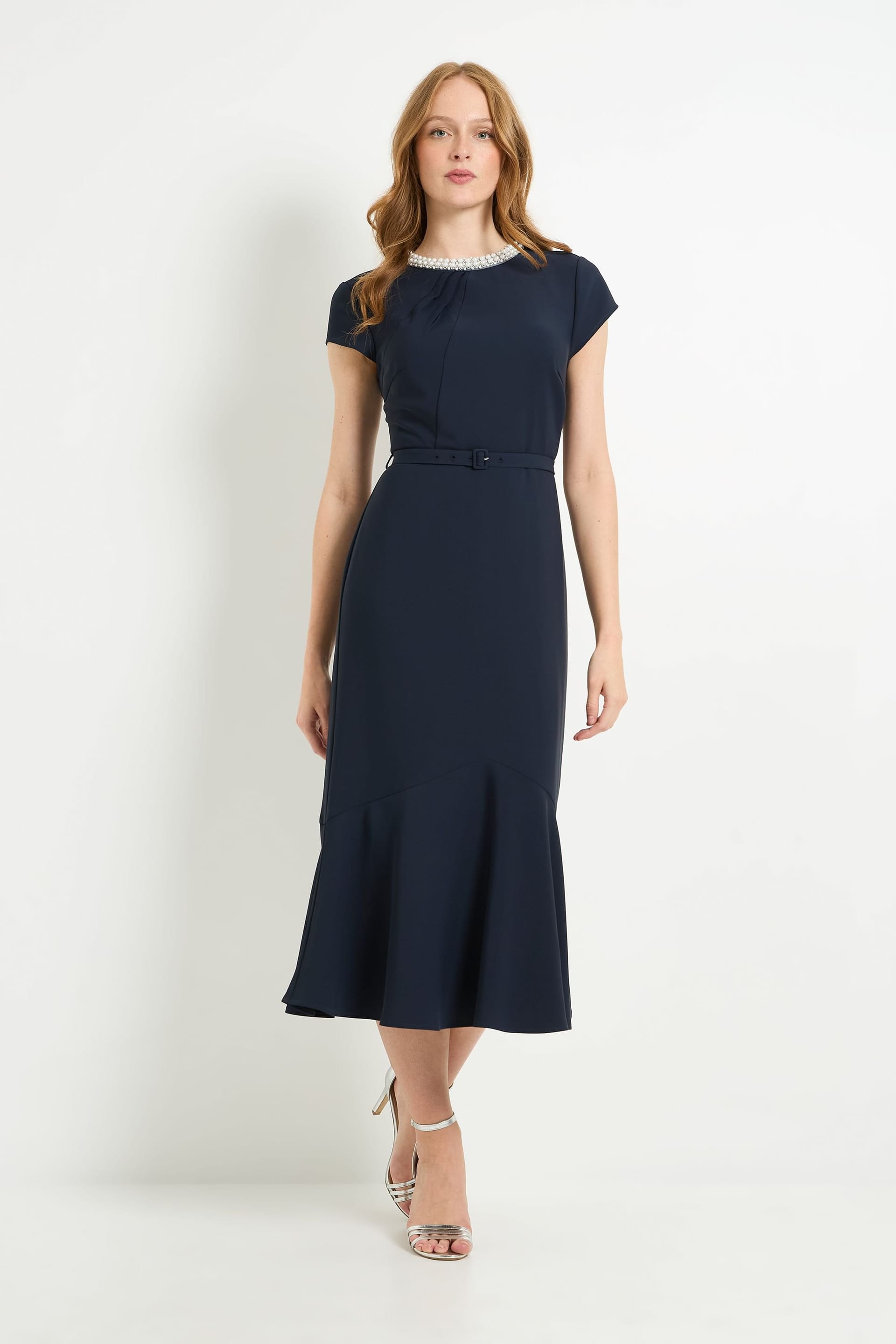 Wallis Wallis Women's Crepe Embellished Twist Midi Dress in Navy - 4