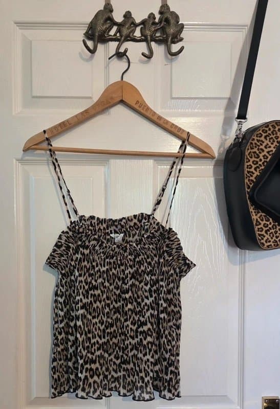 H&M H&M Leopard Print Plisse Strappy Top