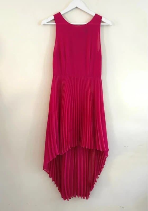 Topshop 🌸 Topshop UK 8 Pink Pleated Midi Dress High Low Hem Party Summer Occasion