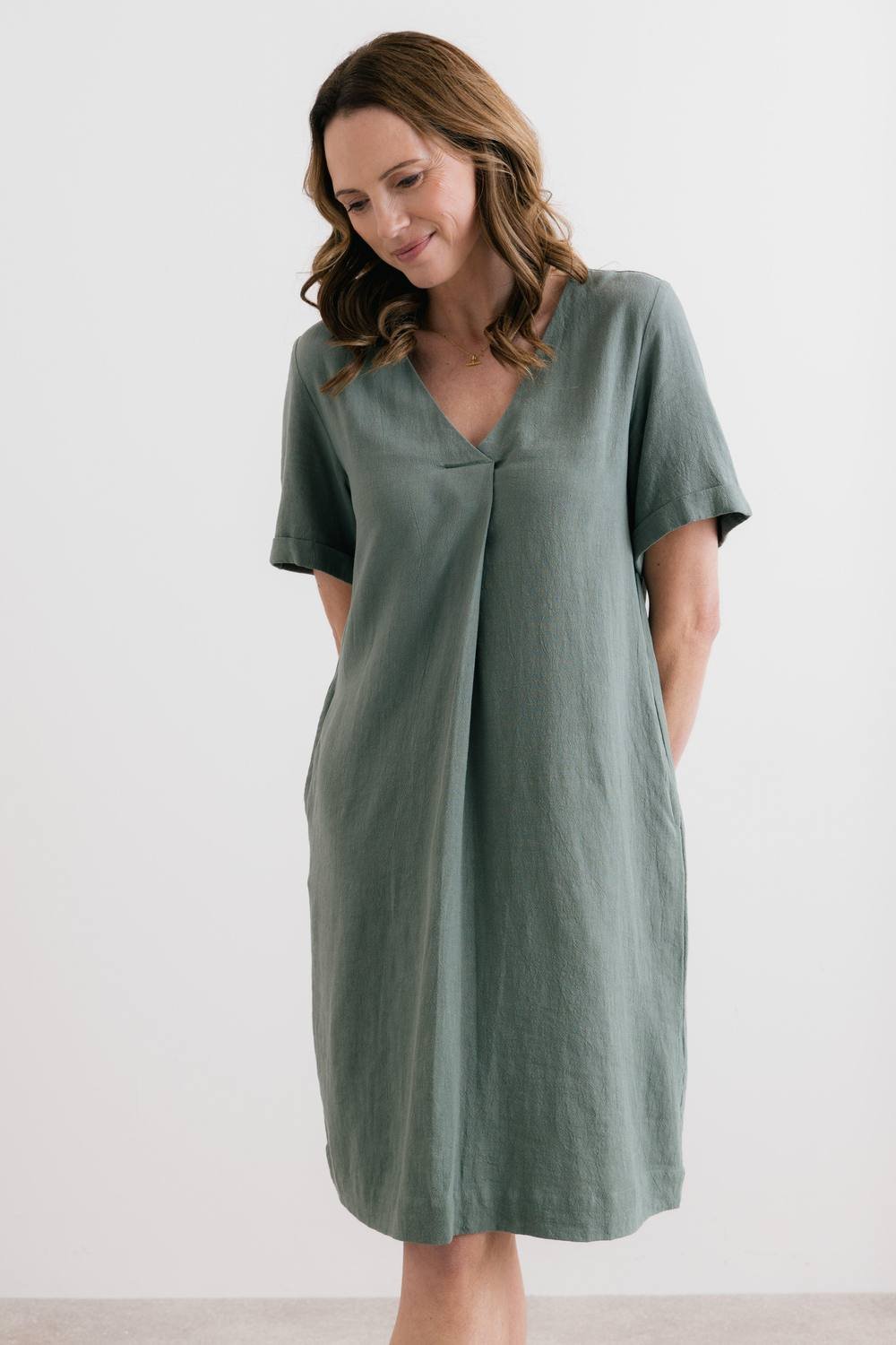 Lily & Me Lily & Me Women's Vine Linen Blend Dress in Green - 3