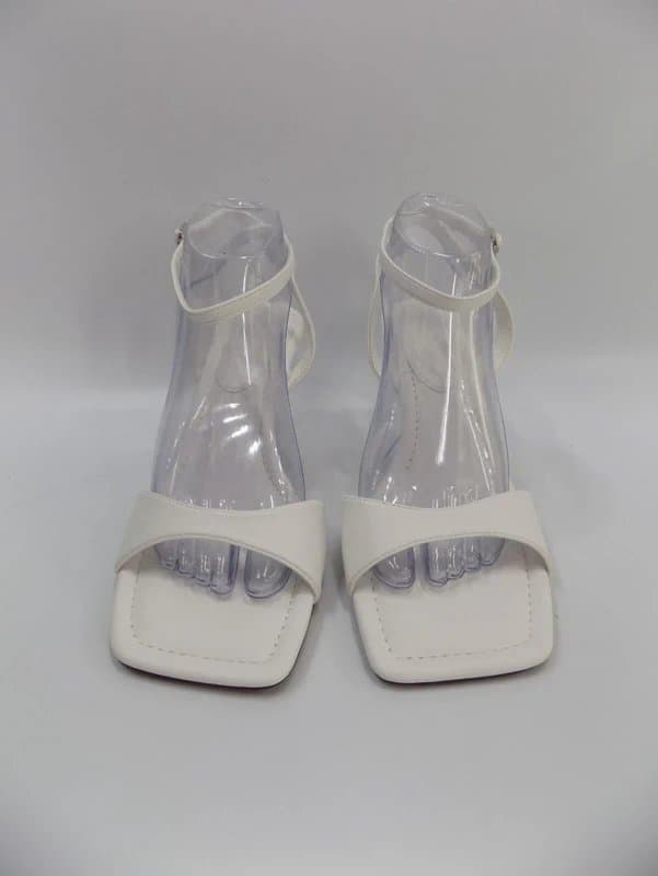 Hotter White Heel Slingback Wide Fit Sandals UK 8 Womens Open Square Toe Shoes Bridal