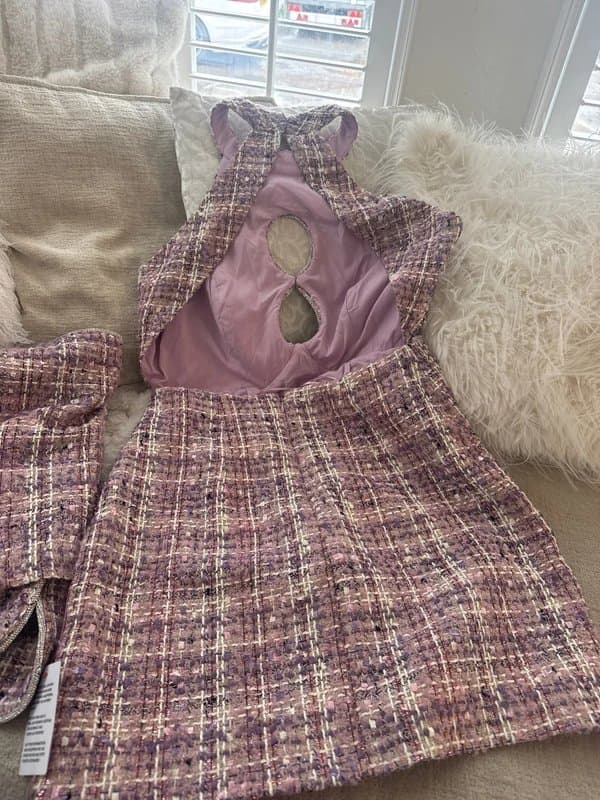 ASOS ASOS luxe purple Boucle tweed dress blazer Coord set