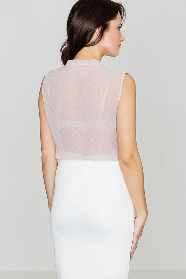 Love Lace Love Lace Women's Serek Neck Tie Sheer Pastel Blouse in Violet - 2