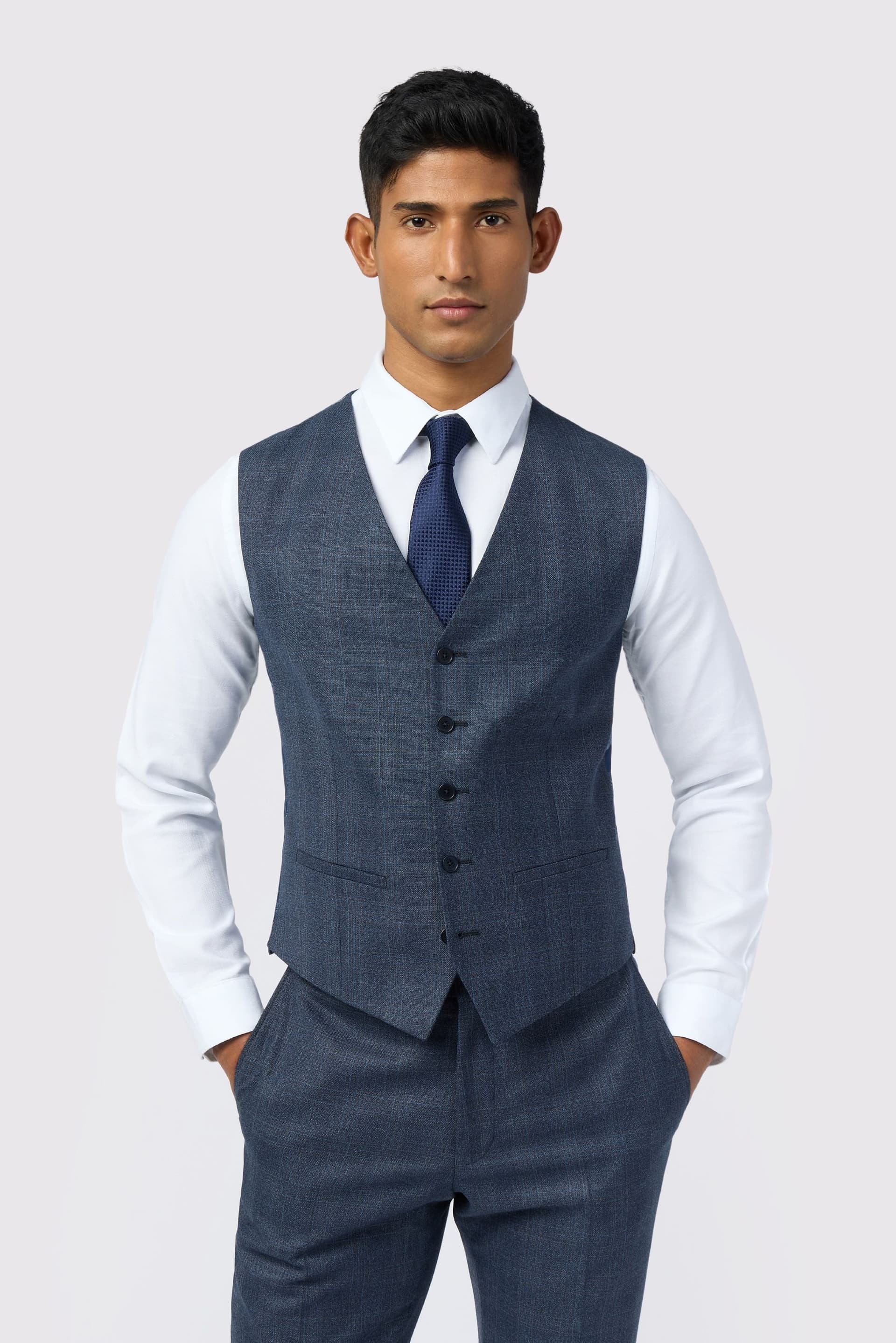 Ted Baker Ted Baker Men's Slim Fit Check Waistcoat in Navy