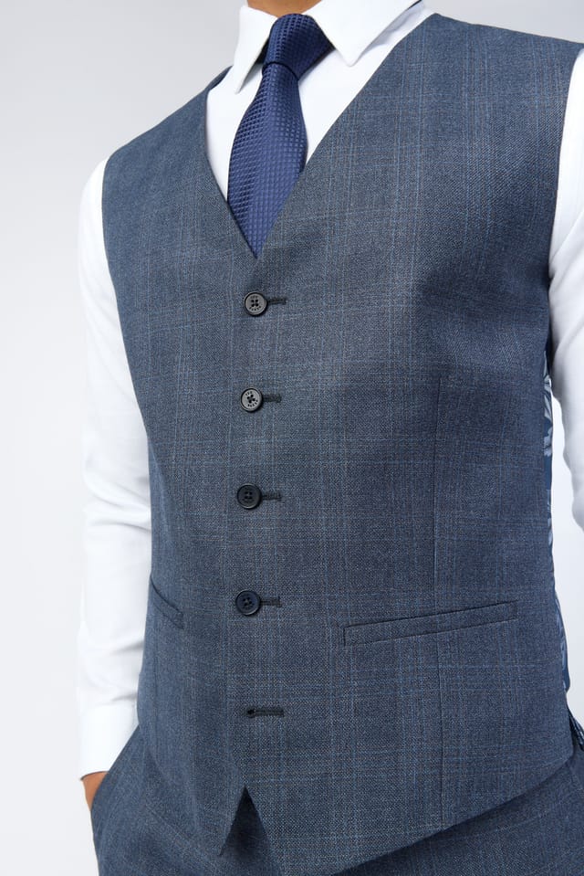 Ted Baker Ted Baker Men's Slim Fit Check Waistcoat in Navy - 2